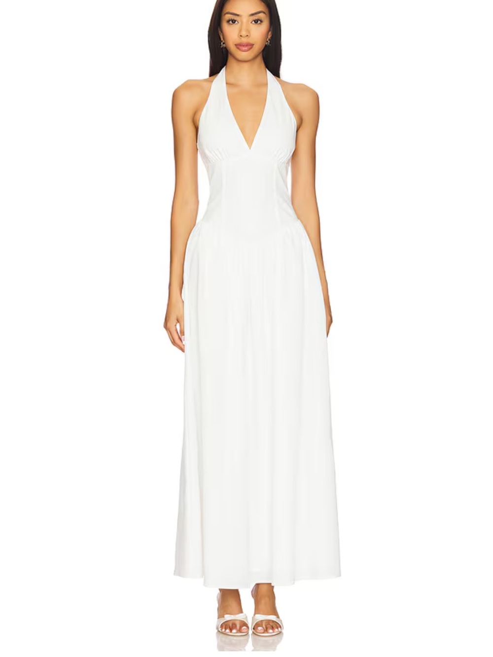 REVOLVE Bexley White Backless Halter Maxi Dress